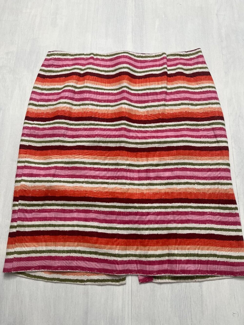 Talbots 100% Linen Multi-Color Horizontal Stripe A-Line Skirt